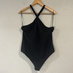Free People  Intimately Cross My Heart keyhole halter thong bodysuit black XL Photo 2