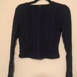 SheIn Dark Blue Cropped Lightweight Sweater Photo 0