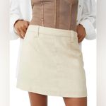 Free People  Mini Skirt Can’t Blame Me Cream Linen Blend NWT Size 14 Photo 1