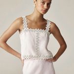 J.Crew NWT Lace-trim Squareneck Tank Top Linen Pink Photo 0