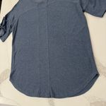 YA Los Angeles Asymmetrical Round Hem Button Cuff Top Women’s Large Slate Blue Photo 1