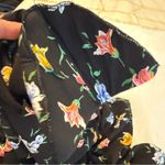 Vintage 80s Bedford Fair Belted Floral Midi Dress Women’s Size 16P Black Multi Photo 11