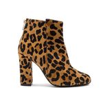 Revolve RAYE Ivy Pony Hair Booties in Dark Tan Leopard 6 Ankle Block Heel Black Photo 0