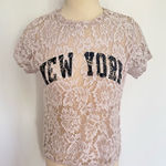 French Pastry  Blush Pink Sheer Lace New York Short Sleeve Top Size 3X Photo 0