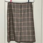 Ann Taylor 100% wool skirt plaid gingham brown pink preppy academia 4 petite Photo 2