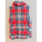 Old Navy  Plaid Quilted Vest Women Size Medium Gray Red Puffer Full Zip Collar Photo 5