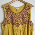 Sundance 100% Linen Yellow & Purple Embroidered Tank Top Large Photo 1