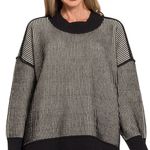 Zenana Outfitters Exposed Seam Two Tone Ribbed Sweater Photo 0