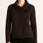 Ellen Tracy Cowl Neck Wool Blend Cardigan Sweater – Size Small – Burgundy & Char Photo 0