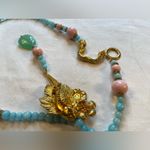 Katerina Psoma Vintage Lariat Necklace unique and Rare, Parrot and Flora Green Photo 8