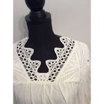 Cactus And Pearl Medium White Pleated Tunic Top Ruffled Lace Sleeves Bib Collar Photo 4