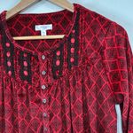 secret treasures  Red Geometric Patterned Long Sleeve Soft Fleece Pajama Dress M Photo 2