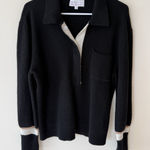 Design History  Stripe Long Sleeve Cashmere Polo- Size L Normcore Classic Photo 0