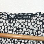 ZARA ruffle black and white bell sleeve long sleeve v neck blouse Photo 5