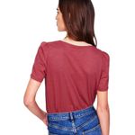 Boden Metallic Trim V Neck T Shirt Womens Size 6 Small Red Gold Photo 2