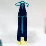Max Studio Navy Blue Yellow Colorblock Maxi Dress Photo 7