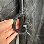 Vintage Black Leather Patchwork Trench Coat Womens M Goth No Belt Damaged Size M Photo 6