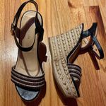 Top Moda Gold and Black Espadrille Wedges Photo 0