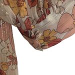 Veronica Beard Womens Milan Blouse Pink Floral Long Sleeve V Neck Metallic 0 New Photo 3