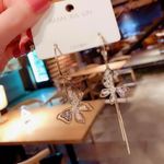 Crystal Butterfly Tassel Dangle Drop Earrings for Women Gold Photo 1