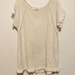 Umgee Size S Beige Short Sleeve Linen Cotton Frayed Tunic Top Photo 0