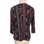 Tiffany Grey Floral Bar Blouse Petite Medium‎ Blue Size undefined Photo 3