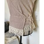Banana Republic Knit Top XS Crochet Eyelet Linen Blend Lace Embroidered Wrap Photo 4
