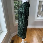 EXPRESS Emerald Green Sequin Long Sleeve Backless Formal Homecoming Mini Dress 8 Photo 3