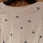 Madewell ‎ Antique Cream Lightspun Peplum Wrap Top in Black Tiny Bows Size XS Photo 10