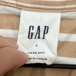 Gap  | Women's The Big Shirt Poplin Neutral Stripe Button Down Long Sleeve Shirt Photo 3
