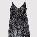 Saylor  Dress Silver Leopard Faux Wrap Mini V Neck Allover Sequin Party Medium Photo 1