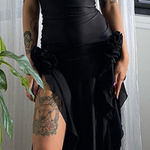 Amazon Black ruffle dress with high side slits  Photo 0