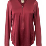 GO BY GO SILK ICONIC GO ZIPPY REDUX Blouse Womens Small Burgundy Red Zip Shirt Photo 0