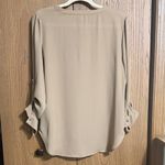 Lily White  Beige V-Neck Blouse with Shoulder Cutouts Photo 4