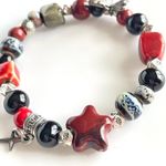 Star Bracelet Black Red Silver Butterfly Snake Boho Ceramic Stretchy Multiple Photo 1