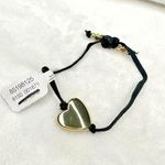 Free People NEW Say You Remember Bracelet In Black Gold Metal Heart Girly Goth Photo 0
