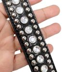 3D Leather Rhinestone Studded Belt Black Size 26 Photo 2