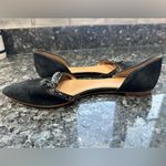 J.Crew Black Suede d'Orsay Flats with Silver Glitter Bow Women’s Size 9 Photo 5