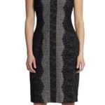 Betsey Johnson Tweed Lace Overlay Mixed Print Cap Sleeve Sheath Dress Edgy 8 Photo 0