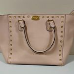 Michael Kors Light Pink Mauve Leather Gold Studded Designer Satchel Bag Handbag Purse Pocketbook 🎀 Photo 2