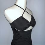 Olivaceous Black Bodycon Ruched Halter Cutout Short Mini Dress Small NWOT LBD Photo 4