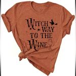 Boutique Witchy fun Halloween Wine Graphic Tee Photo 0