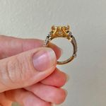 Boutique S925 Square Orange Champagne Stone Ring “Lucretia” Gold Silver Mixed Metal Black Classic Jewelry Photo 15