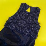Vintage 90’s Navy Blue Satin Floral Lace Sleeveless Empire Waist Dress Size 8 Photo 1