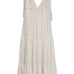 Mac Duggal Ieena x  - White Tiered V-Neck Plunging Maxi Dress - Size 6 70188 Photo 4