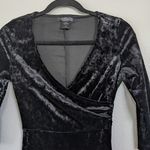 Joe and Elle Velvet Velour V-neck 3/4 sleeves Bodycon Dress, XS, Black Photo 2