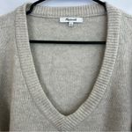 Madewell Wool Blend Oatmeal/Tan Balloon Sleeve V-neck Sweater Dress Size Large Photo 2