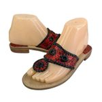 Jack Rogers Jack Rodgers Navajo Metallic Leopard Sandals Thong Size 6 M Whipstitch Photo 0