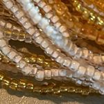 Clam Shell Vintage Multi Strand Seed Bead Necklace Gold & White Photo 7