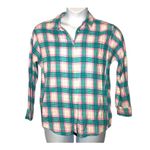 Lauren James  Pink Green Plaid Boyfriend Flannel Shirt Medium EUC Photo 1